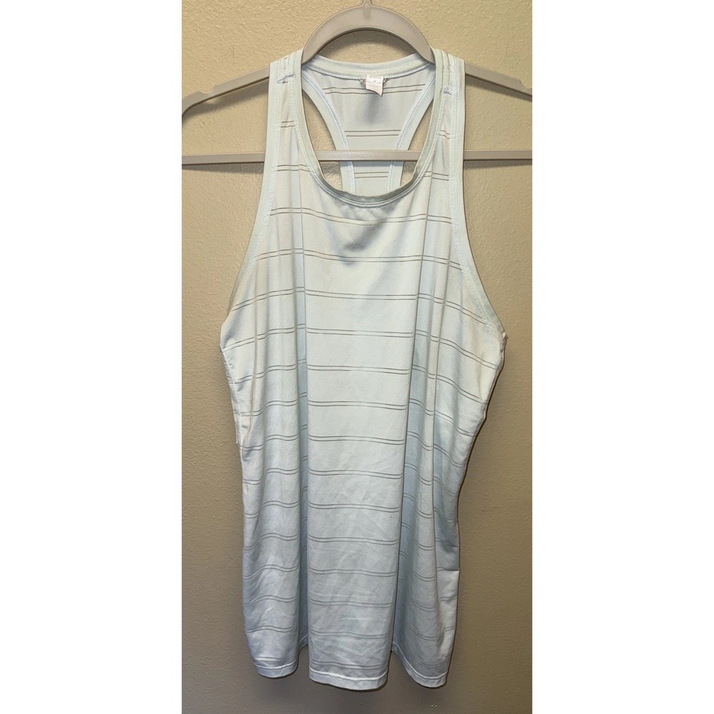 Athleta High Neck Chi Tank Top Racerback Double Stripe Pure Blue Womens Medium
